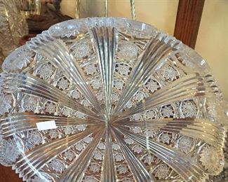 Fancy fancy heavy cut glass shallow bowl