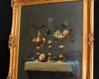 ORIGINAL STILL LIFE OIL PAINTING BY HUNGARIAN ARTIST JOZSEF MOLNAR https://ctbids.com/#!/description/share/329281