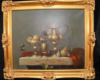 ORIGINAL STILL LIFE OIL PAINTING BY HUNGARIAN ARTIST JOZSEF MOLNAR https://ctbids.com/#!/description/share/329280