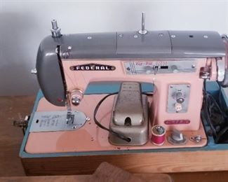 Pink! 1950s Federal Sewing machine (have some accessories). 