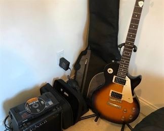 Les Paul Epiphone Model 100, Ibanez Amplifier with 1010 Guitar Method Multiplier Effect, Guitar Stand/ https://ctbids.com/#!/description/share/333411
