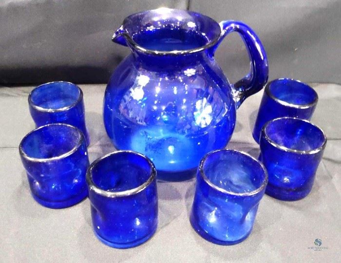 Cobalt Blue pitcher and glasses
