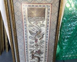 Dragon and Pheasant embroidery Chinese antique