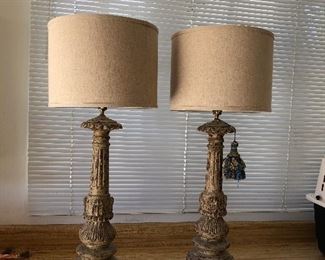 Pair of wonderful rustic gilt lamps