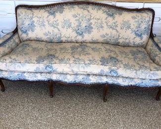Wonderful French Blue and White Toile fabric sofa - down - Price will not be reduced