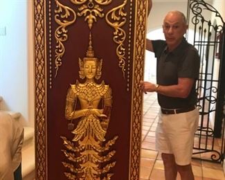 Very Large Gilded Thai Doorway Door Art panel - perfect for a restaurant or striking home!  Deep carved relief - ask to see