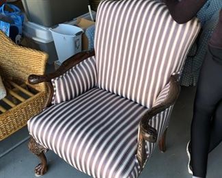 Upholstered striped chair