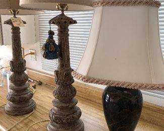 Lamps from Gardenology and a stone lamp