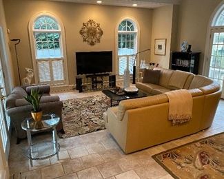 Leather sectional sofa. 