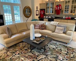 Leather sectional sofa. 