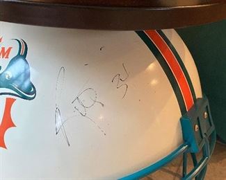 Signed Miami Dolphins helmet table. 
