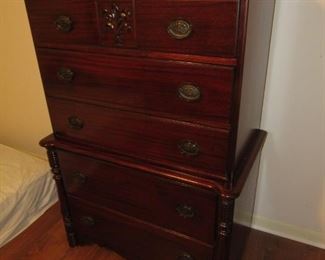 Antique mahogany high-boy chest