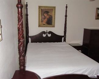 Acanthus carved poster bed antique
