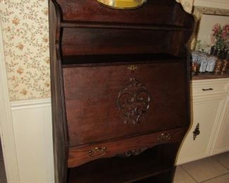 Oak slant top secretary