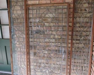 Heavy leaded beveled glass panels