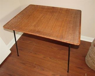 Mid Century wicker/wrought iron table