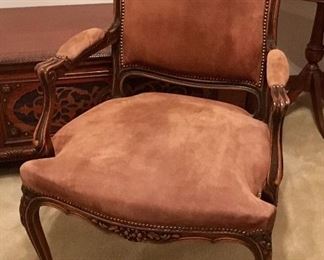 VERY NICE CLEAN FABRIC & WOOD VICTORIAN  PARLOR CHAIR.