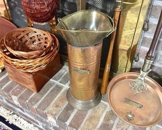 VINTAGE FIREPLACE COPPER HOD CAN. 