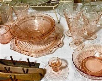 PINK DEPRESSION GLASS ITEMS IN BEAUTIFUL SUPER CLEAN CONDITION.