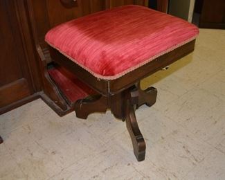 Antique Victorian Walnut Organ Stool