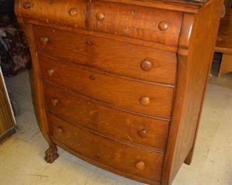 Antique Quarter Sawn Oak Claw Foot Gentleman's Chest of Drawers