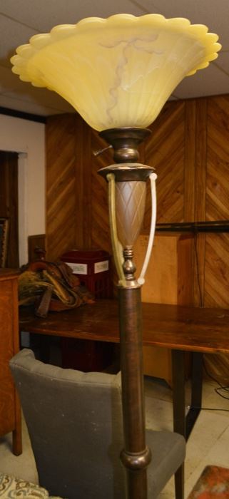 Torch Style Lamp with Alabaster Shade