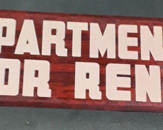 Vintage Apartment for Rent Sign 