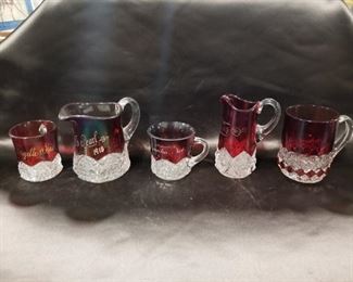 Antique Ruby Red Souvenir Pieces 