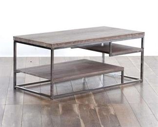 Contemporary Rustic Coffee Table W Chrome Frame