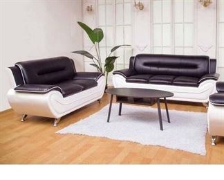 Orren Ellis Stcyr Black & White Loveseat