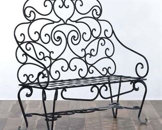 Victorian Style Scrolled Iron Patio Bench