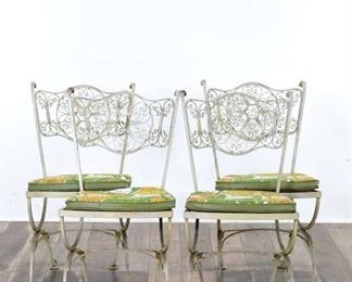 Set 4 Vintage 1970'S White Metal Patio Chairs