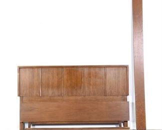 Mid Century Modern Walnut Finish Bed Frame, Full