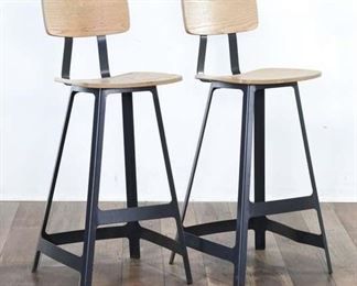 Pair Modernist Industrial Bar Stools 2