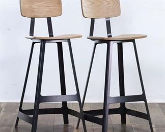 Pair Modernist Industrial Bar Stools