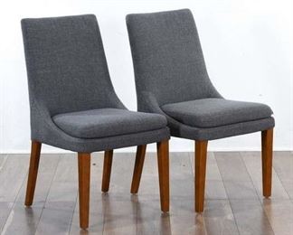 Pair Contemporary Gray Dining Chairs 2