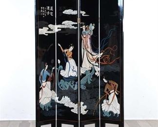 Asian Room Divider Folk Dancers & Bamboo