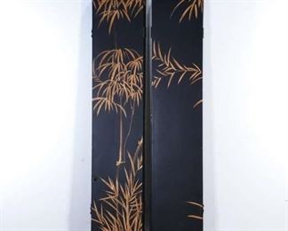 Large Black & Gold Chinoiserie Room Divider Screen