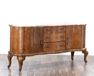 Queen Anne Burlwood Sideboard Buffet W Marble Top