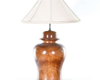 Contemporary Turned Wood Urn Table Lamp
