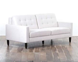 Contemporary Tufted Ivory Loveseat Sofa