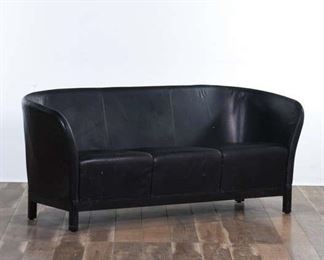 Contemporary Black Curved Back Loveseat