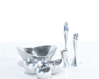 Set 7 Modernist Pewter Candleholders