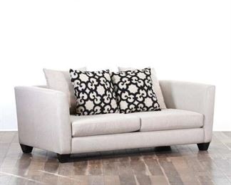 Contemporary Ivory Loveseat W Post Feet