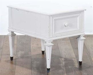 White Cottage Chic End Table W Storage