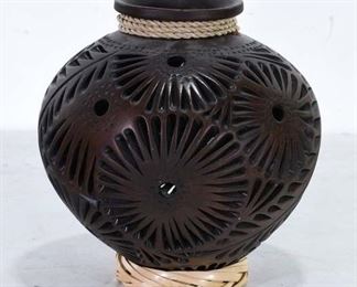 Barro Negro Openwork Candle Votive, Oaxaca