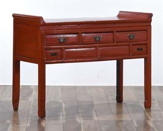 Asian Altar Style Red Console Table