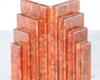 Carved Marble Book Design Bookends