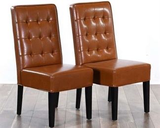 Pair Contemporary Tufted Back Dining Table