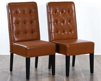 Pair Contemporary Tufted Back Dining Table 2